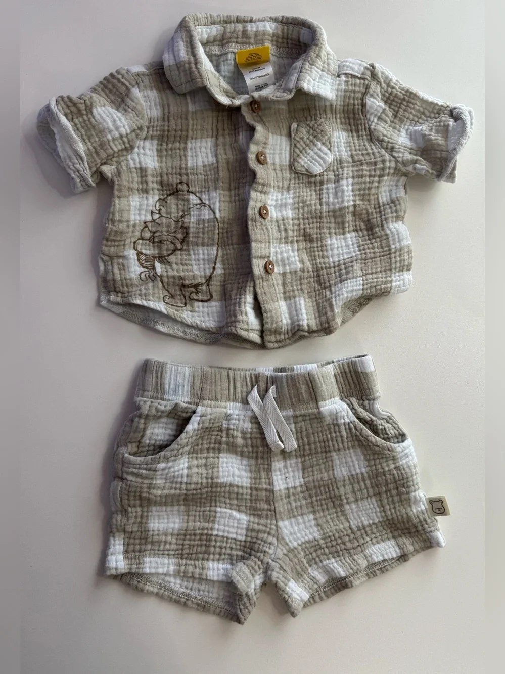 Disney Plaid Two-Piece Set in Cream and Tan